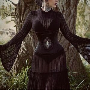 Killstar bell sleeve Black Women's Maxi  Dress